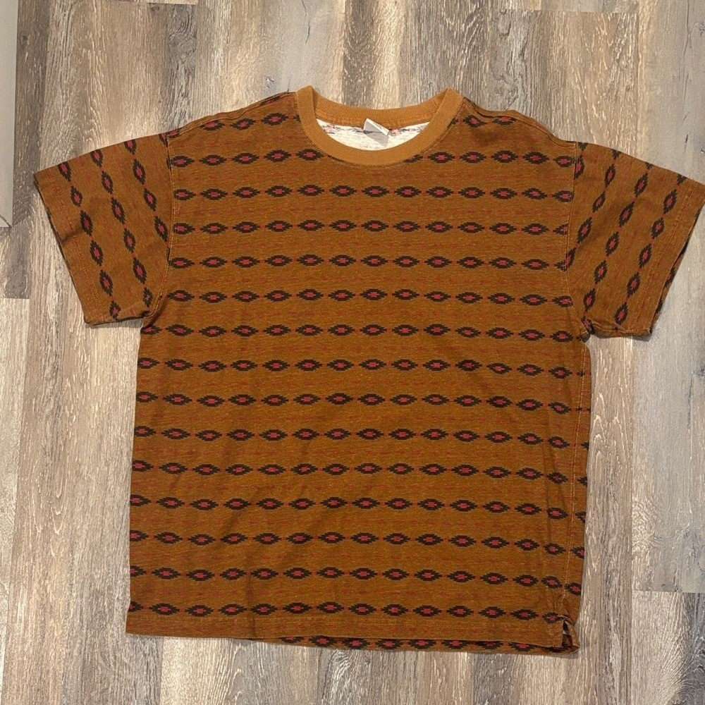 Urban Outfitters Mens Southwestern Diamond Print T-Shirt Brown Geometric Small